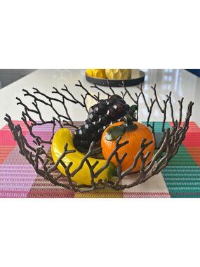 Brutalist Rustic brass Wire Compote Fruit Bowl Wire Art